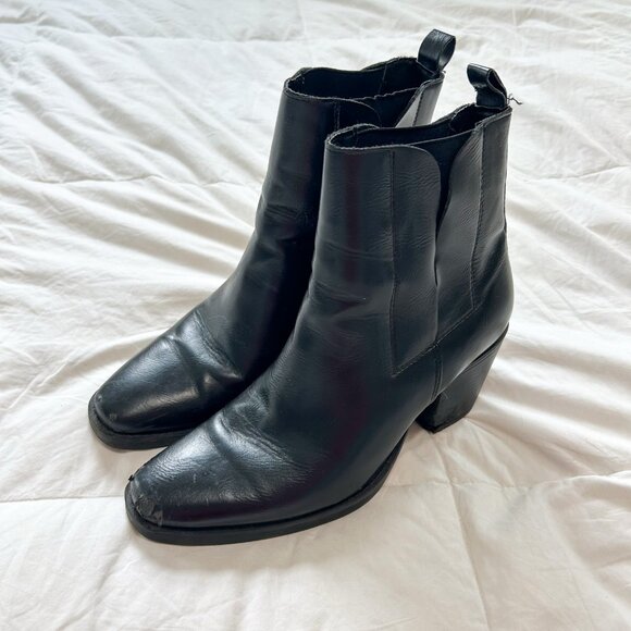 ASOS Truffle Collection Black Faux Leather Ankle Boots Point Toe Women’s Size 9 - Picture 3 of 9